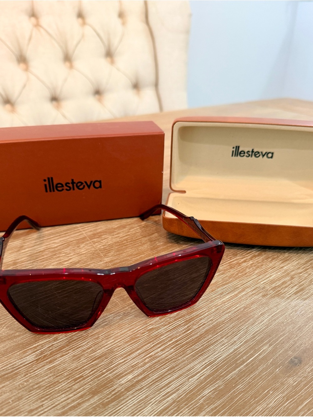 Illesteva Burgundy Red Cat-Eye Sunglasses